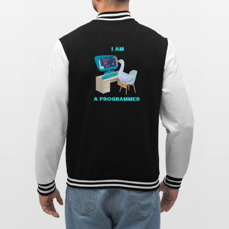 A Programmer Duck, a Fun Design for Programmers College Sweat Jacket