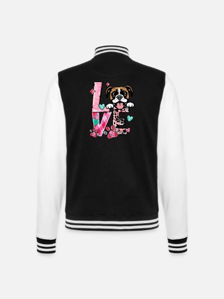 Boxerhund Ich liebe meinen Hund Valentinstag - College-Sweatjacke - Schwarz/Weiß