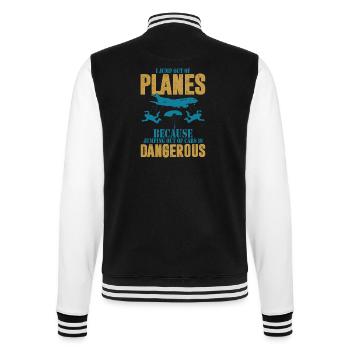 I Jump Out Of Planes Parachute Skydiver - College-Sweatjacke - Schwarz/Weiß - Hinten - Marisol (170cm)