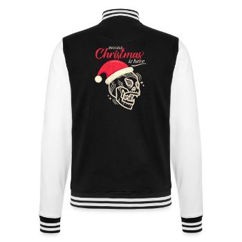 Weihnachten Totenkopf Skull, lustiger Spruch - College-Sweatjacke - Schwarz/Weiß - Hinten - Marisol (170cm)