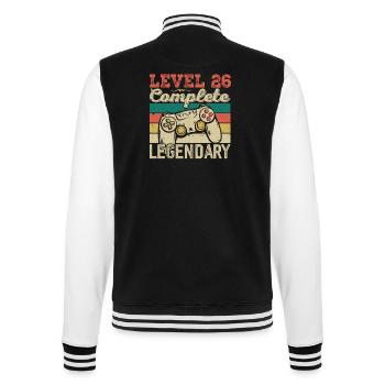Level 26 abgeschlossen, Geschenk zum 26. Geburtstag - College-Sweatjacke - Schwarz/Weiß - Hinten - Marisol (170cm)