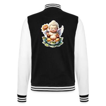 Baby Buddha - meditation yoga relaxation - College Sweat Jacket - black/white - Back - Marisol (170cm)