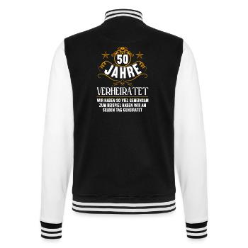 Wir haben viel gemeinsam 50.Hochzeitstag - College-Sweatjacke - Schwarz/Weiß - Hinten - Marisol (170cm)