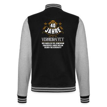 Wir haben viel gemeinsam 40.Hochzeitstag - College-Sweatjacke - Schwarz/Grau meliert - Hinten - Marisol (170cm)