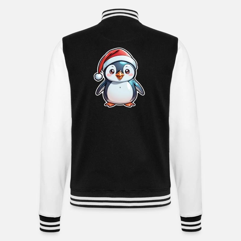 pingouin bonnet de noel - Veste Teddy - noir/blanc