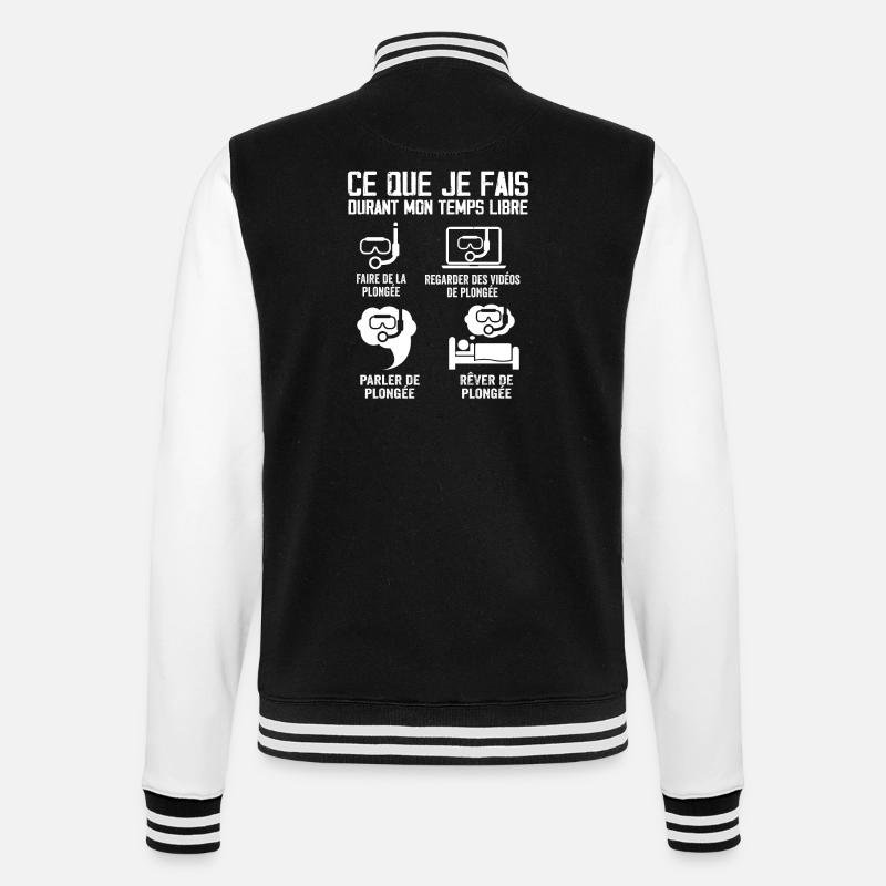 Ce Que Je Fais Durant Mon Temps Libre Plongée - Veste Teddy - noir/blanc