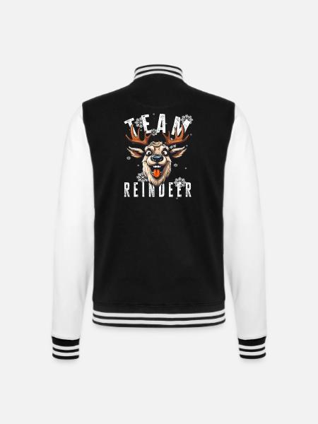 Weihnachtsmotiv Rentier Xmas Team Rentier - College-Sweatjacke - Schwarz/Weiß