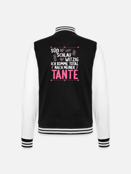 Ich komme total nach meiner Tante Nichte Neffe - College-Sweatjacke - Schwarz/Weiß