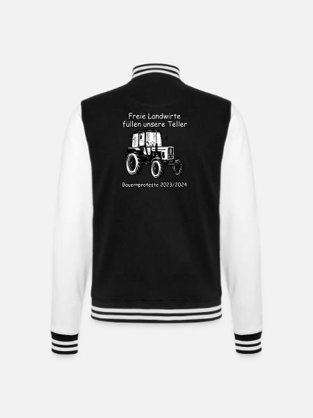 Freie Landwirte füllen unsere Teller - College-Sweatjacke - Schwarz/Weiß