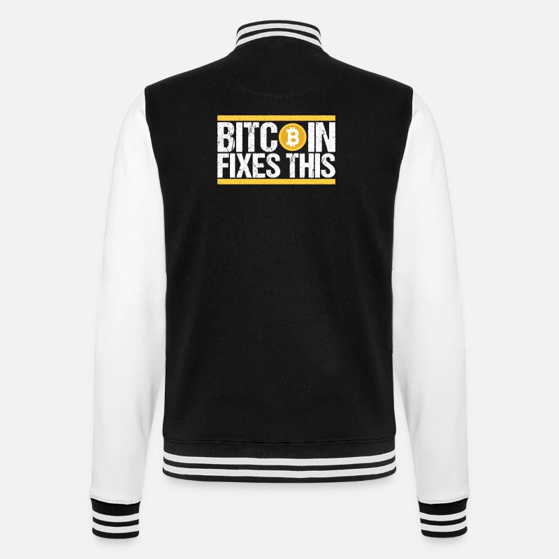 Bitcoin Fixes this - College Sweat Jacket - black/white
