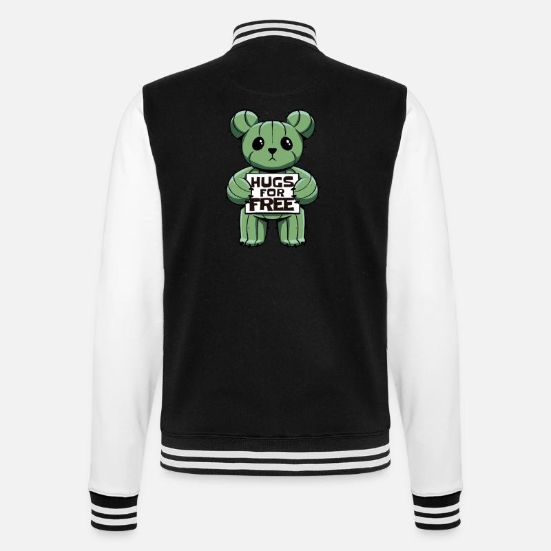 Cactus Hug Bear - College-Sweatjacke - Schwarz/Weiß