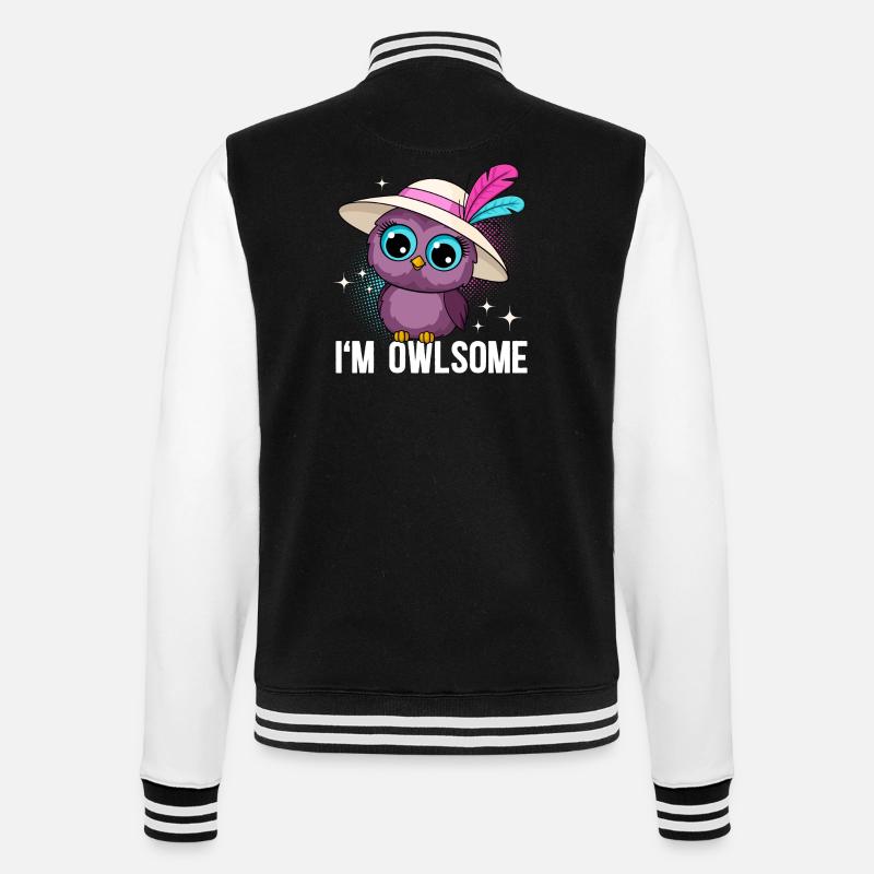 I'M Owlsome Eule Eulen - College-Sweatjacke - Schwarz/Weiß