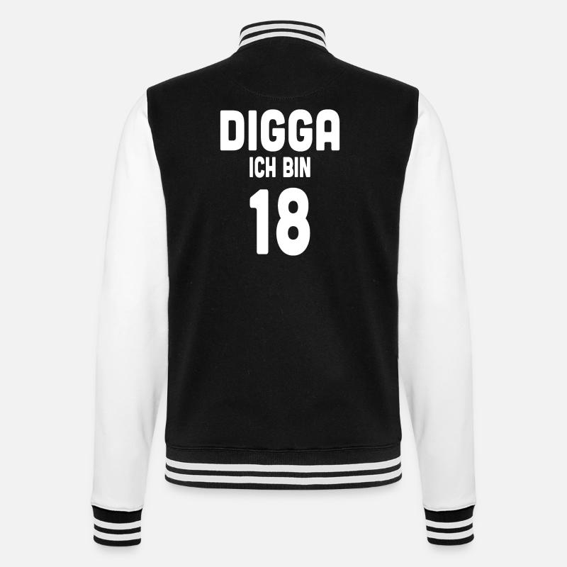 Digga ich bin 18 - College-Sweatjacke - Schwarz/Weiß