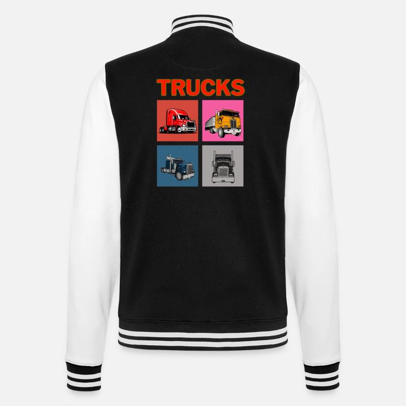 Lastwagen - College-Sweatjacke - Schwarz/Weiß