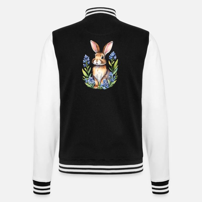 Texas bluebonnets bunny - College Sweat Jacket - black/white