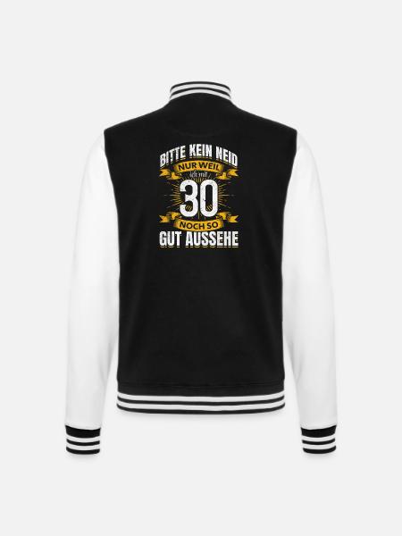 30. Geburtstag - College-Sweatjacke - Schwarz/Weiß