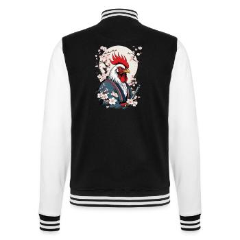 Vintage Hahn Samurai Ukiyo-E Style Design - College-Sweatjacke - Schwarz/Weiß - Hinten - Marisol (170cm)