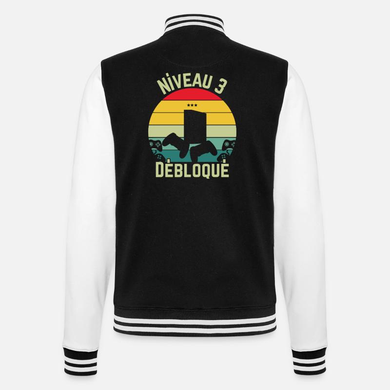 Level 3 freigeschaltet - College-Sweatjacke - Schwarz/Weiß