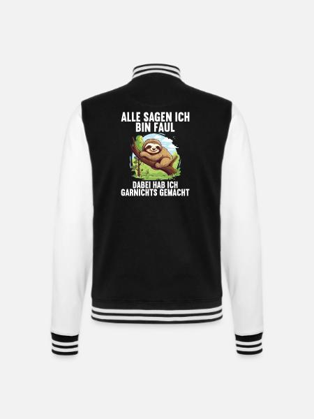 Meine Eltern Alle sagen ich bin faul Faultier - College-Sweatjacke - Schwarz/Weiß