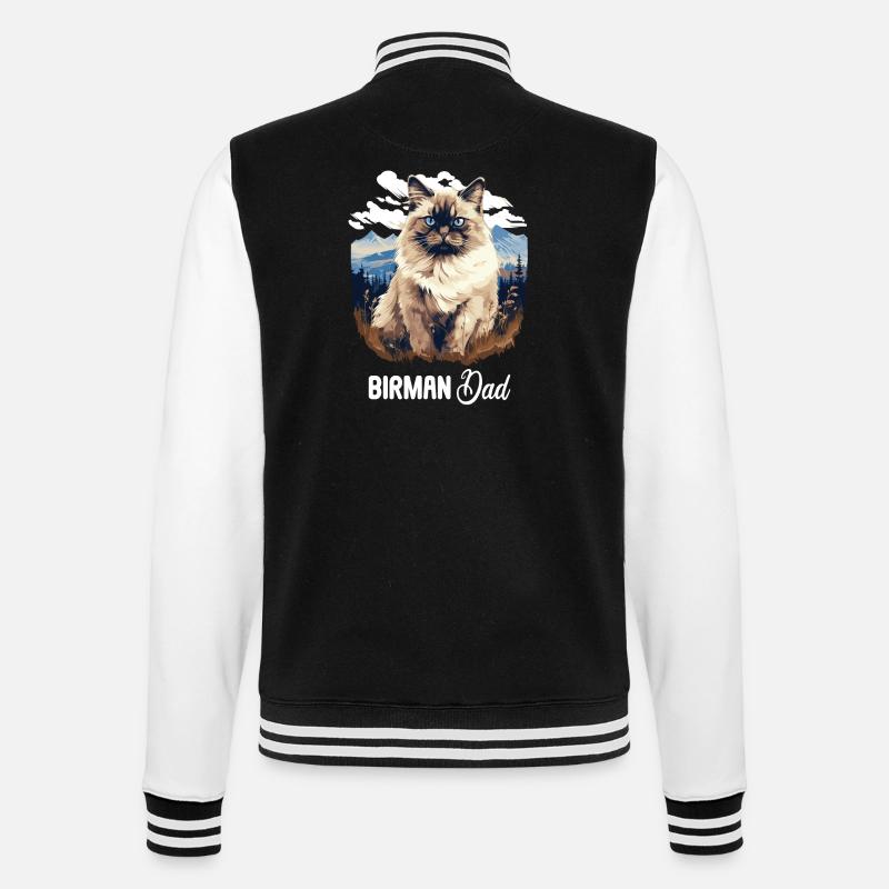 Birman Cat Birma Katze - College Sweat Jacket - black/white