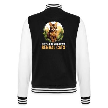 Bengal Cat Bengalkatze - College Sweat Jacket - black/white - Back - Marisol (170cm)