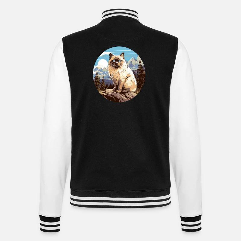 Birman Cat Birma Katze - College-Sweatjacke - Schwarz/Weiß