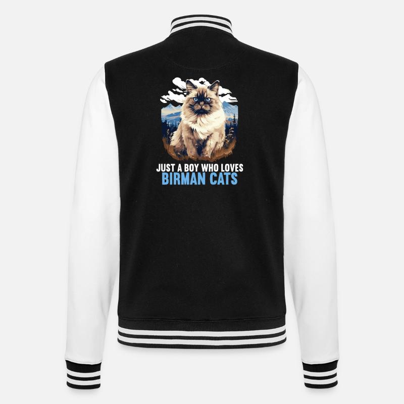 Birman Cat Birma Katze - College Sweat Jacket - black/white