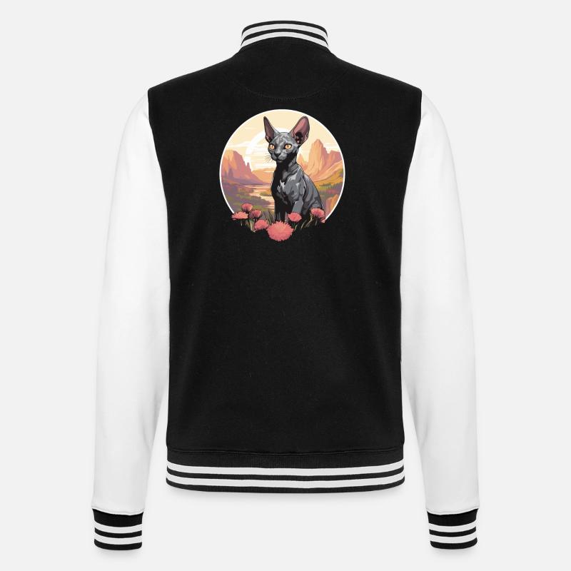 Cornish Rex Kätzchen Cornish Rex Katze - College-Sweatjacke - Schwarz/Weiß