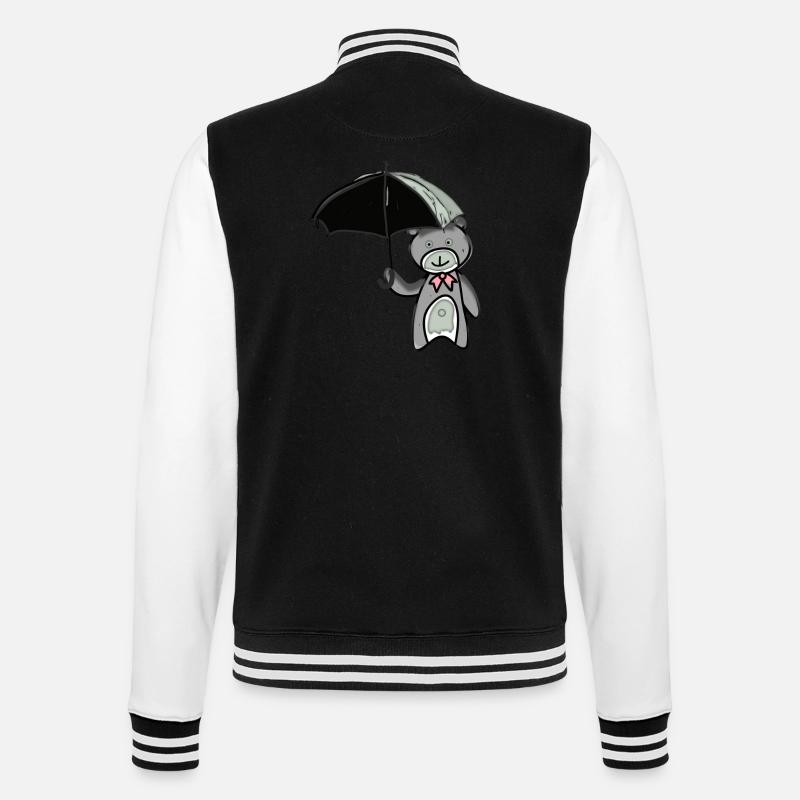 Teddy bear with umbrella - College Sweat Jacket - black/white