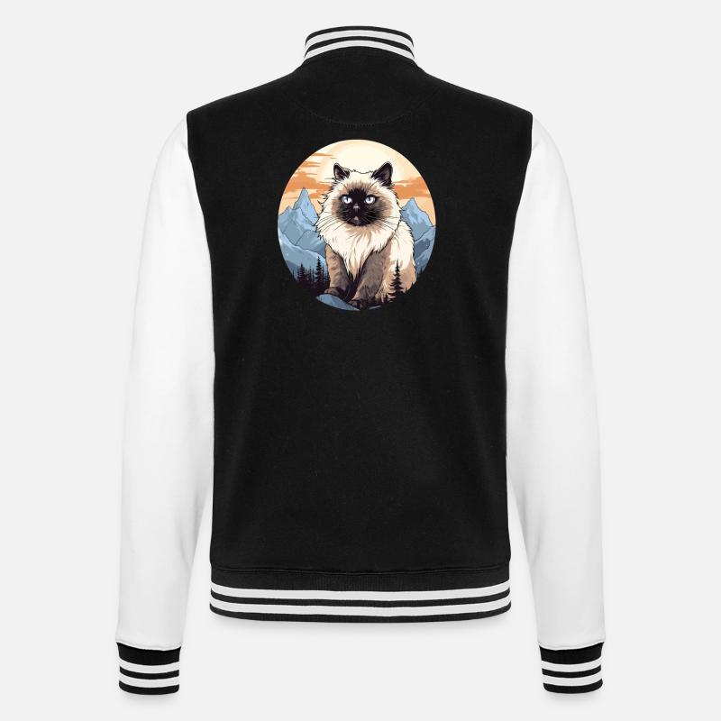 Himalayan Cat Colourpoint Katze - College Sweat Jacket - black/white