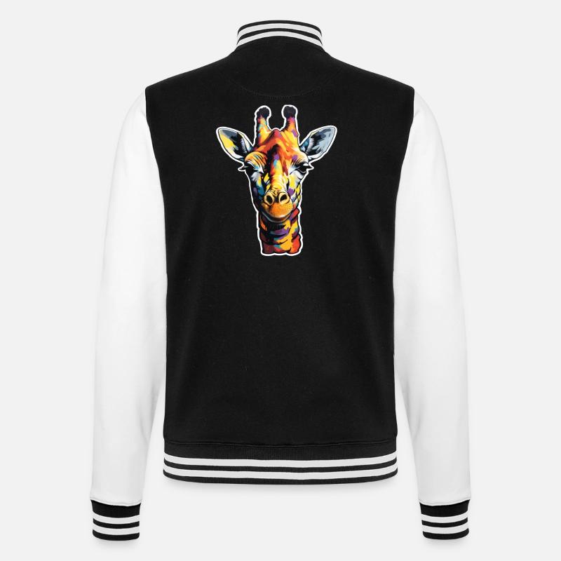 Giraffe head psychedelic - College Sweat Jacket - black/white