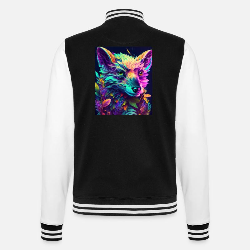 Neon Forest Fox - College Sweat Jacket - black/white