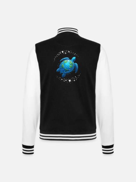 Happy Earth Day Meeresschildkröte Universum Globus - College-Sweatjacke - Schwarz/Weiß