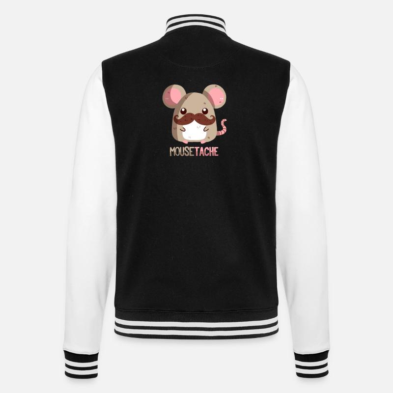 Maus mit Schnurrbart - College-Sweatjacke - Schwarz/Weiß