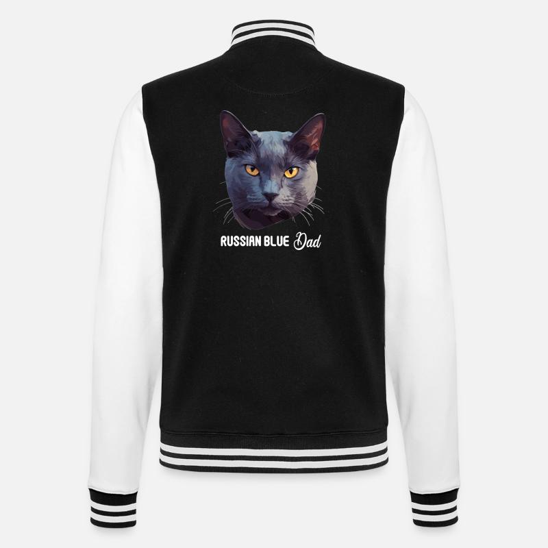 Chat bleu russe Russisch Blau Katze - Veste Teddy - noir/blanc