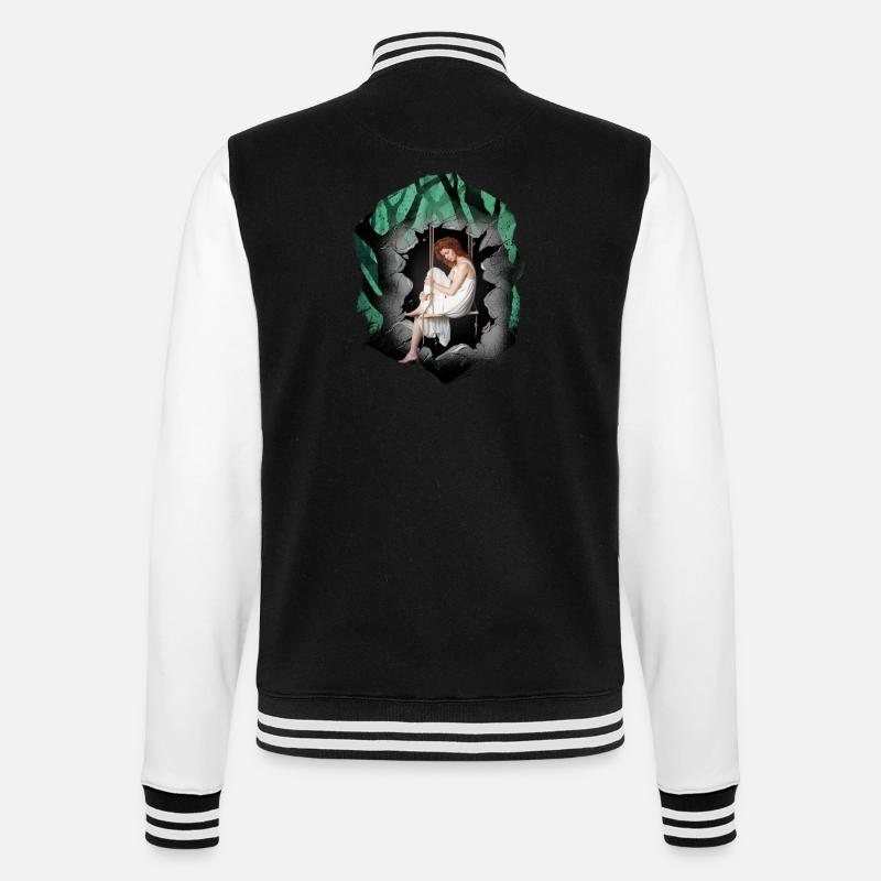 Mädchen Wald Sinnlich Romantisch - College-Sweatjacke - Schwarz/Weiß