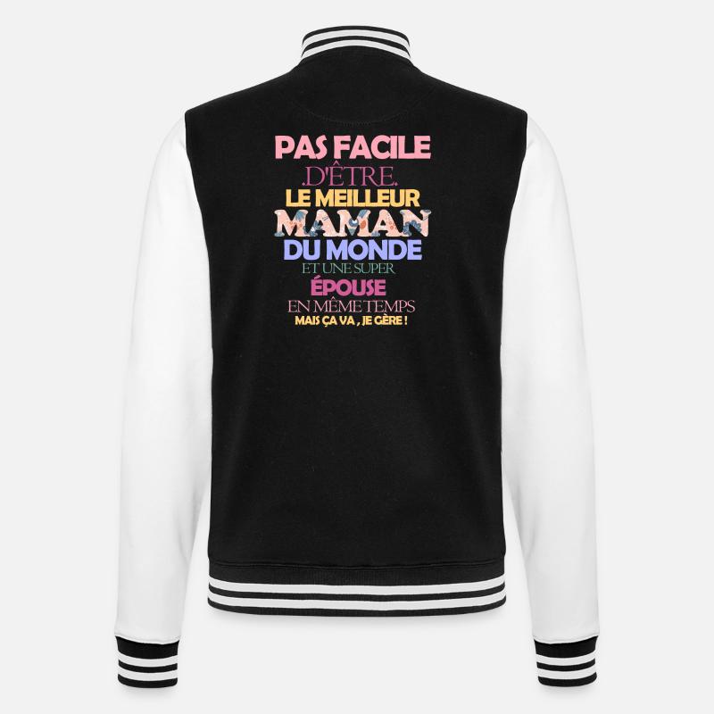 Pas facile maman épouse - Veste Teddy - noir/blanc