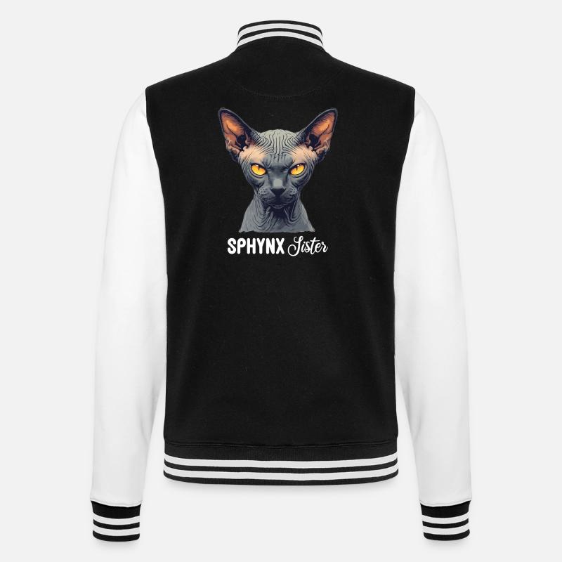 Sphynx Kitten Sphynx Cat - College Sweat Jacket - black/white