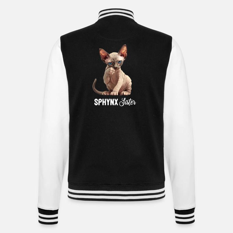 Sphynx Kitten Sphynx Cat - College Sweat Jacket - black/white