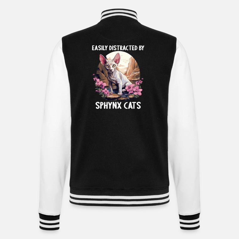 Sphynx Kätzchen Sphynx Katze - College-Sweatjacke - Schwarz/Weiß