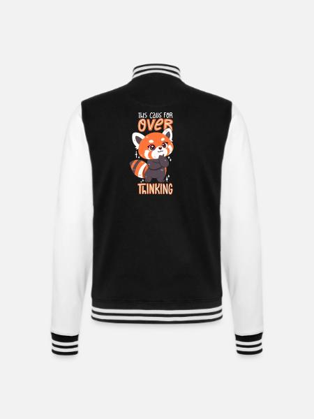 Roter Panda denkt zu viel nach - College-Sweatjacke - Schwarz/Weiß