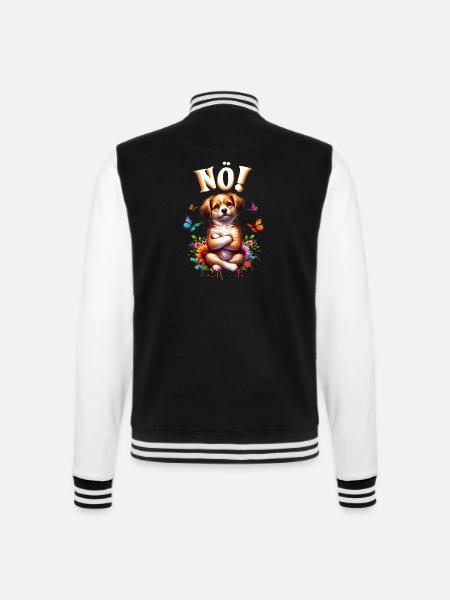 Hund Lustiger Spruch Nö! für Hundeliebhaber - College-Sweatjacke - Schwarz/Weiß