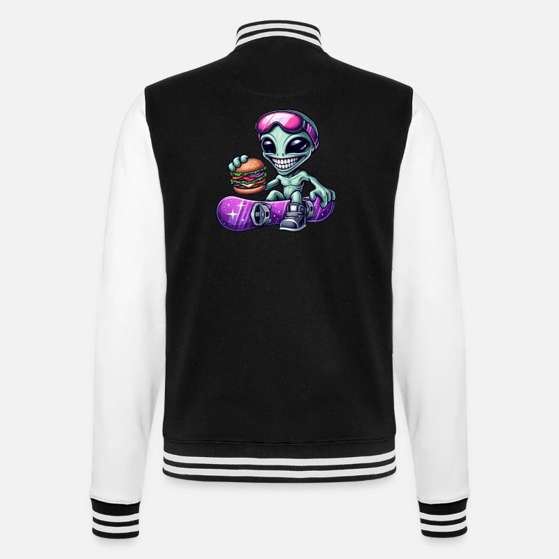Alien Snowboarder Hamburger Restauration Rapide - Veste Teddy - noir/blanc