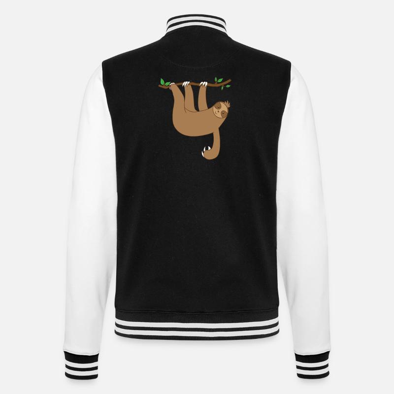 Faultier hängt am Baum - College-Sweatjacke - Schwarz/Weiß
