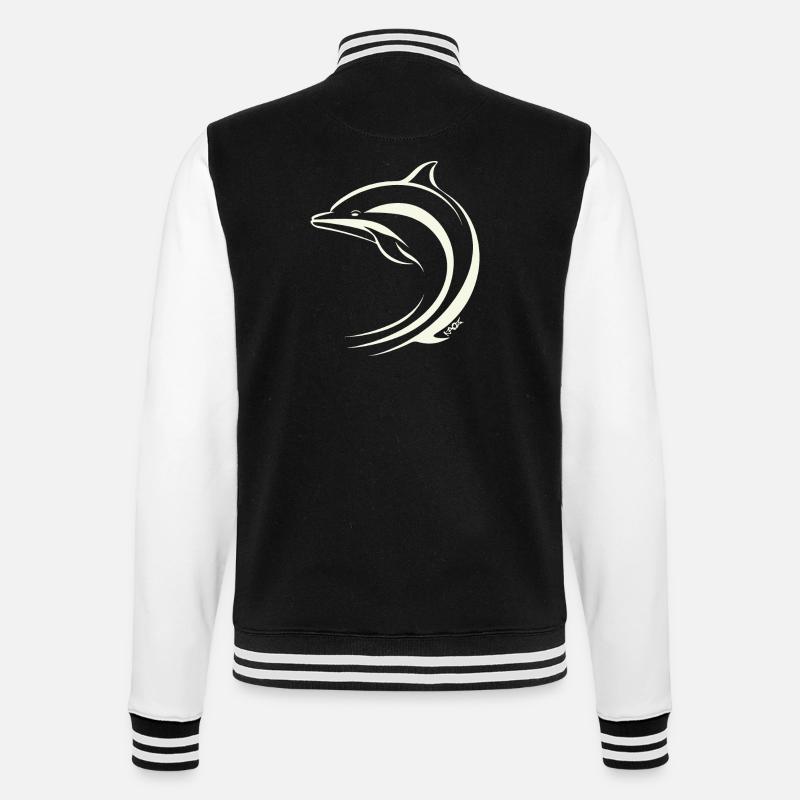 Minimal Delfin - College-Sweatjacke - Schwarz/Weiß