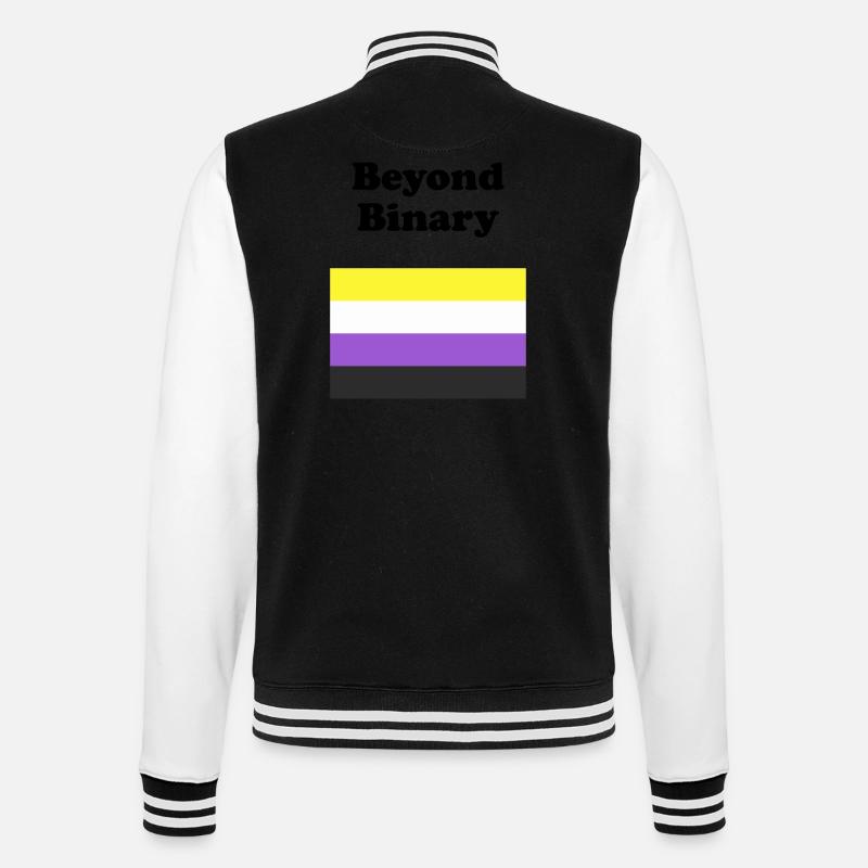 Non Binary Flag Beyond Binary - College Sweat Jacket - black/white