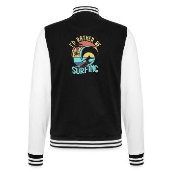I'd Rather Be Surfing Summer Surfer Surfboard - College-Sweatjacke - Schwarz/Weiß - Hinten - Marisol (170cm)