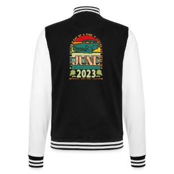 Geburtstagsgeschenk Juni 2023. Juni 2023 Juni 2023 - College-Sweatjacke - Schwarz/Weiß - Hinten - Marisol (170cm)