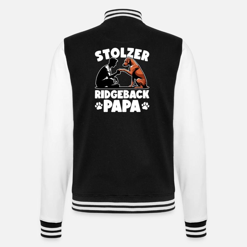 Rhodesian Ridgeback Papa Rhodesian Ridgebacks - College-Sweatjacke - Schwarz/Weiß
