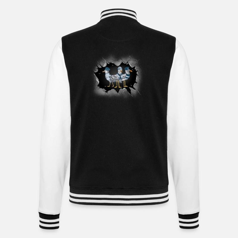 Möwen Möwe Meer Küste Seevögel maritim Seefahrer - College-Sweatjacke - Schwarz/Weiß